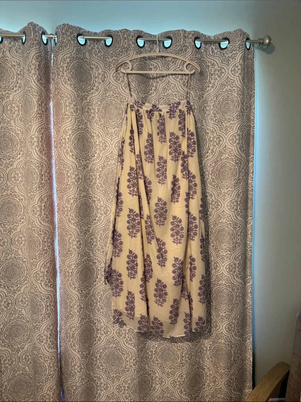 J. Crew Cream Maxi Dress with Purple Floral Motif